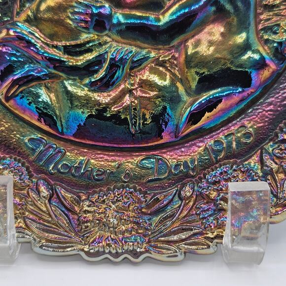 Vintage Fenton Carnival Glass Mother's Day Plate 1973 - Picture 3 of 8